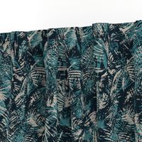 Palm leaves in teal and beige