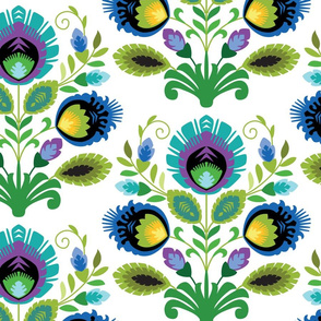 Polish Folk Flowers Teal