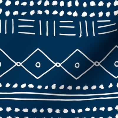 Minimal mudcloth bohemian mayan abstract indian summer love aztec design navy blue JUMBO