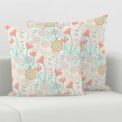Marvelous Meadow Summer Garden Floral Botanical with Wildflowers in Pastel Red Green Blue Yellow on White - UnBlink Studio by Jackie Tahara