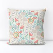 Marvelous Meadow Summer Garden Floral Botanical with Wildflowers in Pastel Red Green Blue Yellow on White - UnBlink Studio by Jackie Tahara