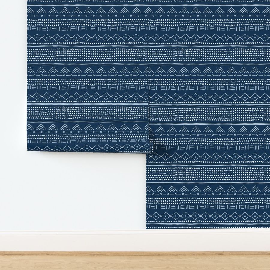 Minimal mudcloth bohemian mayan abstract indian summer love aztec design navy blue