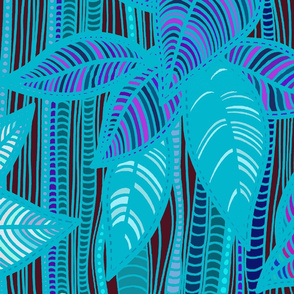 Foliage - Blue Bamboo - Medium scale - Design 8527606