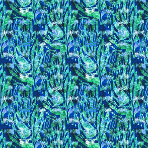 Leafy abstract, Cobalt Blue, medium