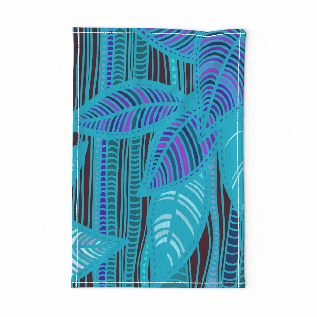 Foliage - Turquoise Bamboo - Large Scale 61x69 inches