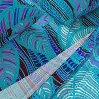 Foliage - Turquoise Bamboo - Large Scale 61x69 inches