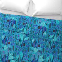 Bamboo Foliage - Turquoise Navy Violet - Design 8528001