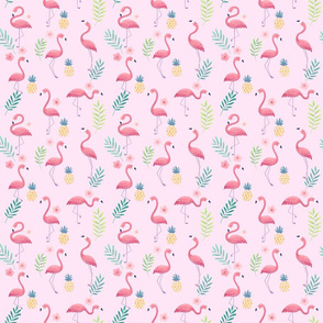 Flamingo Paradise on Pink