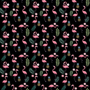 Flamingo Paradise on Black