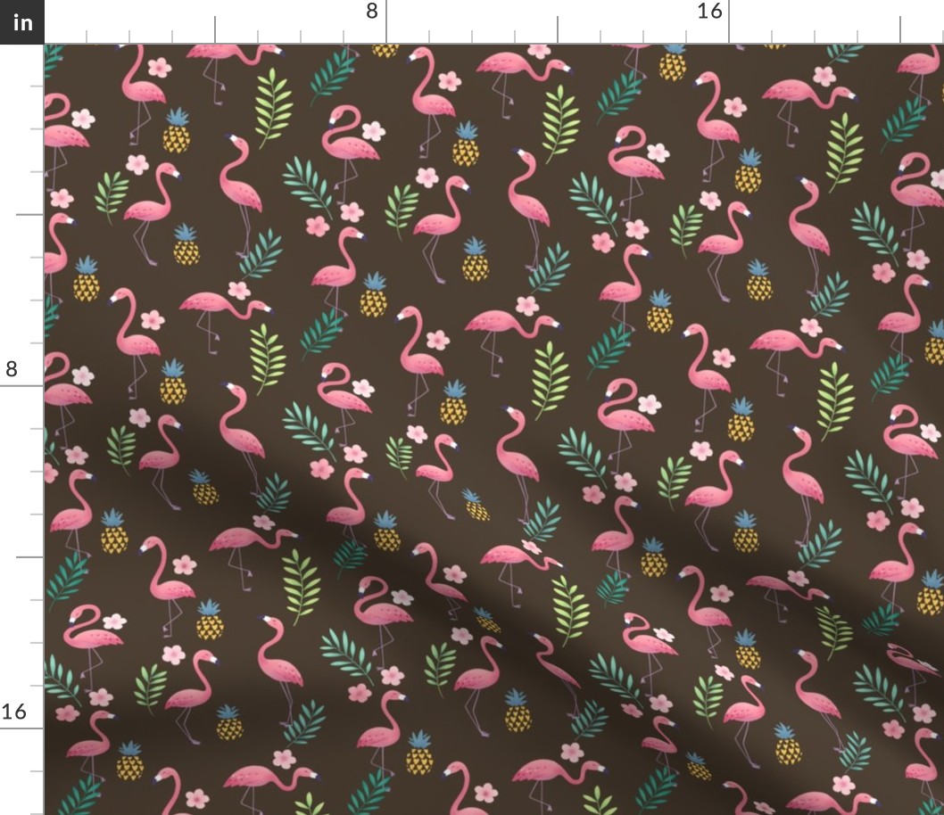 Flamingo Paradise on Brown