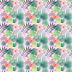 Tropical paradise on pink