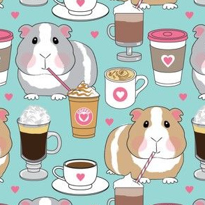 guinea-pigs-sipping coffee pink and teal