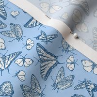 My Garden Toile Butterflies Ditsy Blue 