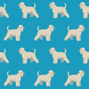 irish wheaten terrier dog fabric - soft-coated wheaten terrier dog, dog fabric, dogs fabric dog breeds fabric -  blue