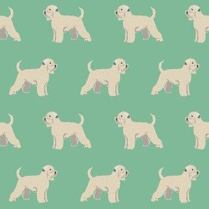 irish wheaten terrier dog fabric - soft-coated wheaten terrier dog, dog fabric, dogs fabric dog breeds fabric -  green