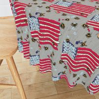 Widdle Bitty Bees- Patriotic Flag Bees-Grey//Kim Marshall