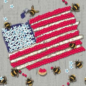 Widdle Bitty Bees- Patriotic Flag Bees-Grey//Kim Marshall