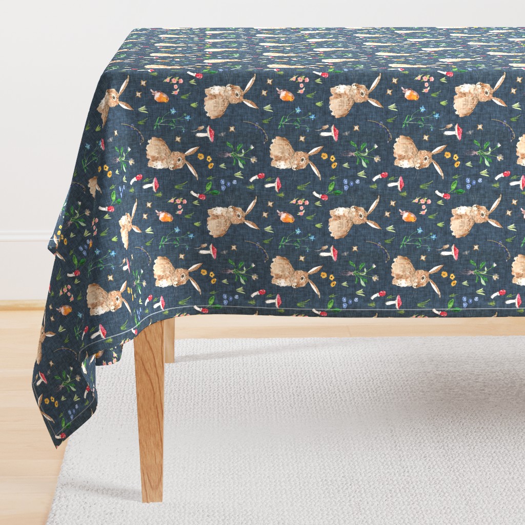 Cottontail bunny Floral  (navy) MED
