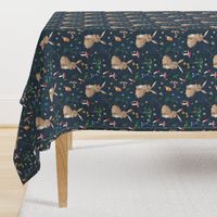 Cottontail bunny Floral  (navy) MED