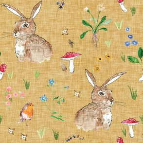 Cottontail Bunny Floral (gold) MED 