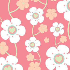 Simple Soft Pink Cherry Blossom Floral Pattern