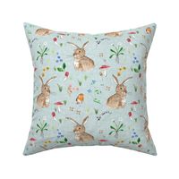 Cottontail Bunny Floral (duck egg blue) MED