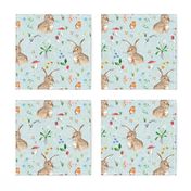 Cottontail Bunny Floral (duck egg blue) MED