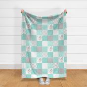 Elephant//You are the best thing about me// Teal - Wholecloth Cheater Quilt  - Rotated