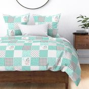 Elephant//You are the best thing about me// Teal - Wholecloth Cheater Quilt  - Rotated