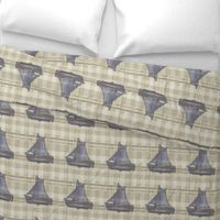 Sailboat on Distressed Lt Plaid