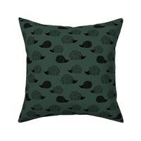 Sweet Scandinavian hedgehog garden animals for kids illustration fall winter green