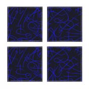 Mid century modern large scale  geometric abstract sketch navy blue 