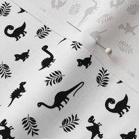 Minimal tropical dinosaur garden palm leaf summer swim design monochrome black and white SMALL
