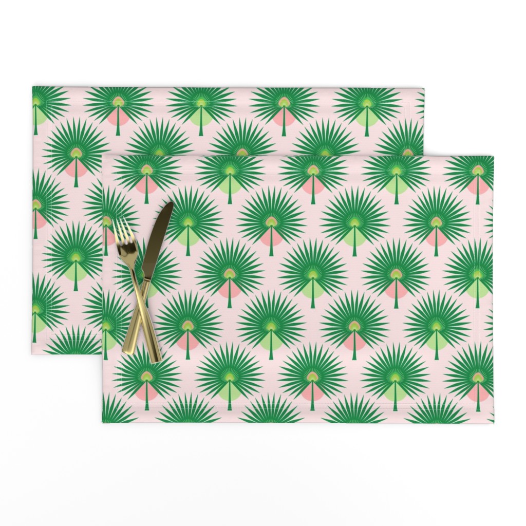 Fan Palm Leaves on Pink - Small