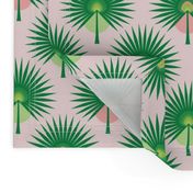 Fan Palm Leaves on Pink - Small