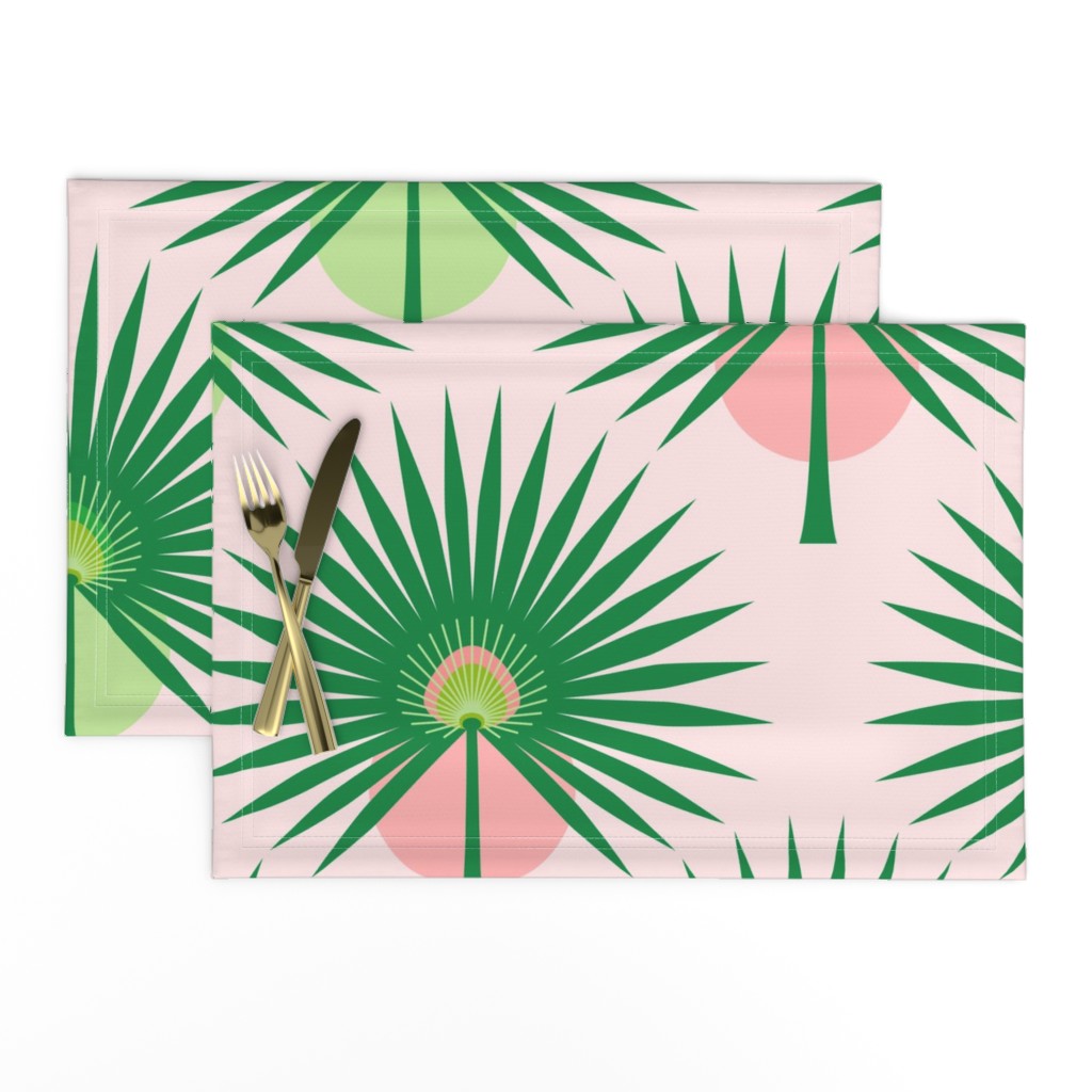 Fan Palm Leaves on Pink - Large