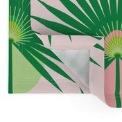 Fan Palm Leaves on Pink - Large