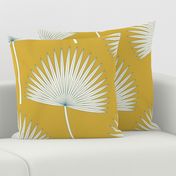 Boho sunshine palm leaves on mustard green