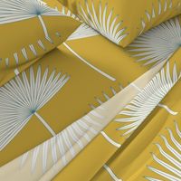 Boho sunshine palm leaves on mustard green