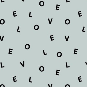 Sweet LOVE minimal text design abstract typography print with expressions from the heart dusty green black