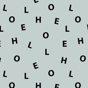 Sweet HELLO minimal hello text design abstract typography print with expressions from the heart dusty green