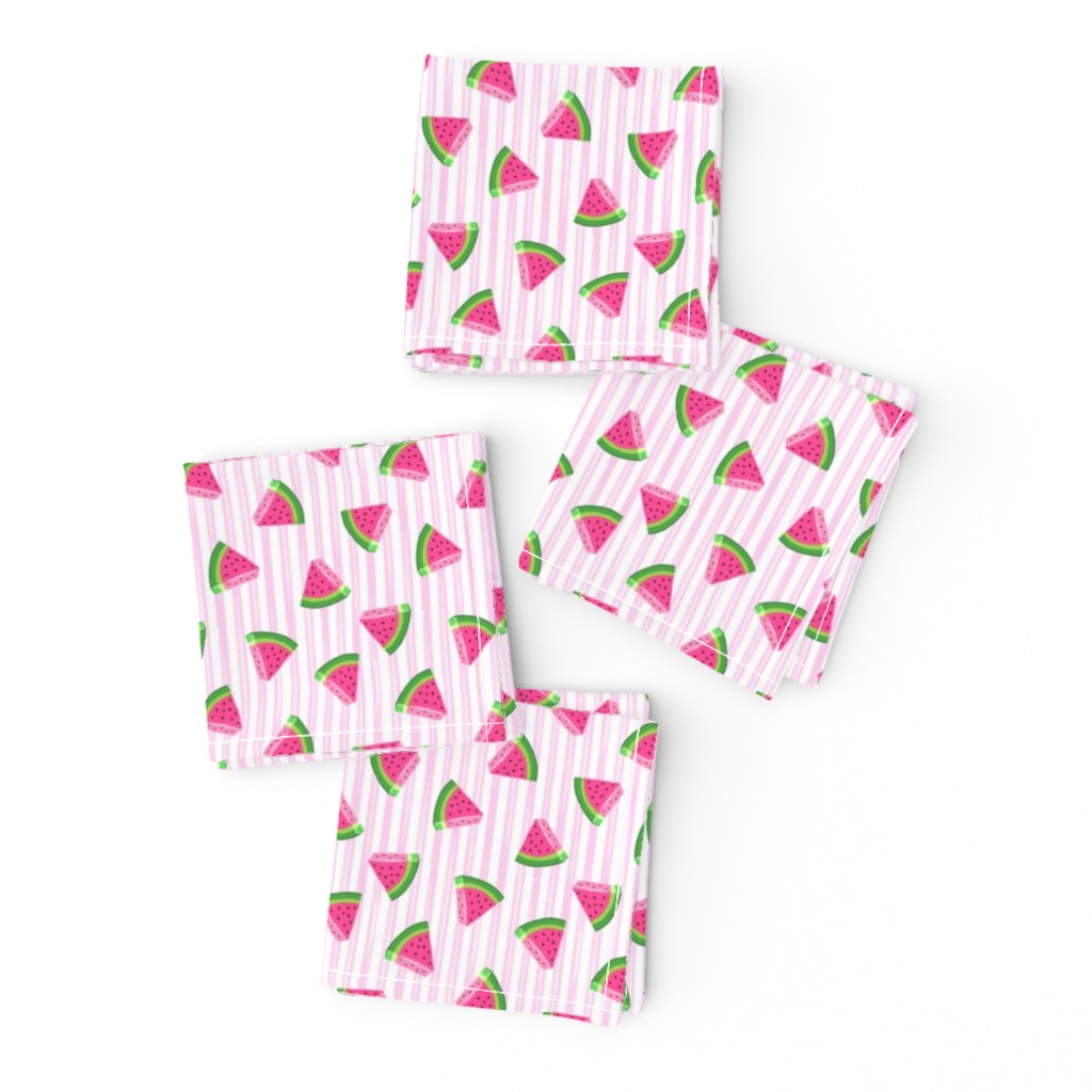 (extra small scale) watermelons (pink stripes)- summer fruit fabric (90)- LAD19BS