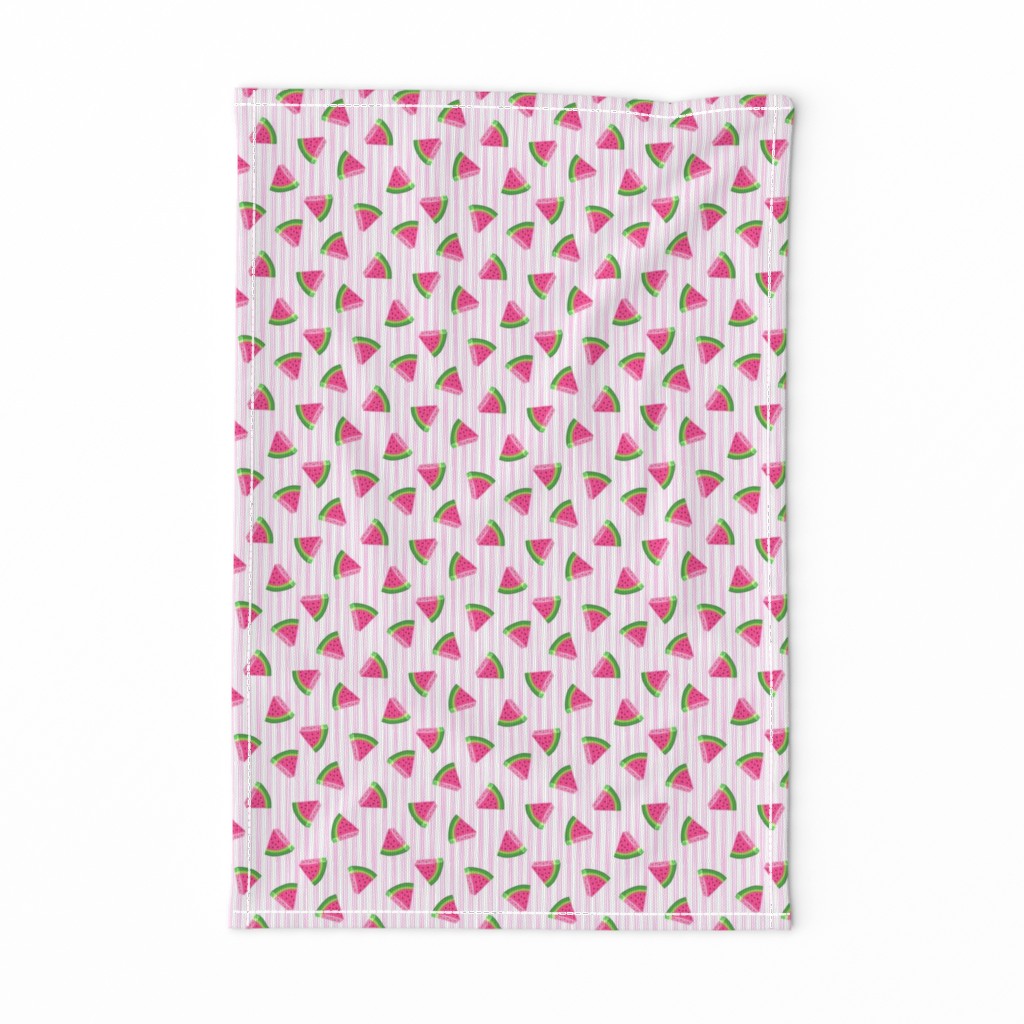 (extra small scale) watermelons (pink stripes)- summer fruit fabric (90)- LAD19BS