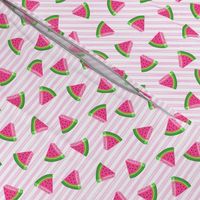 (extra small scale) watermelons (pink stripes)- summer fruit fabric (90)- LAD19BS