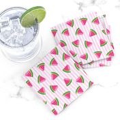 (extra small scale) watermelons (pink stripes)- summer fruit fabric (90)- LAD19BS