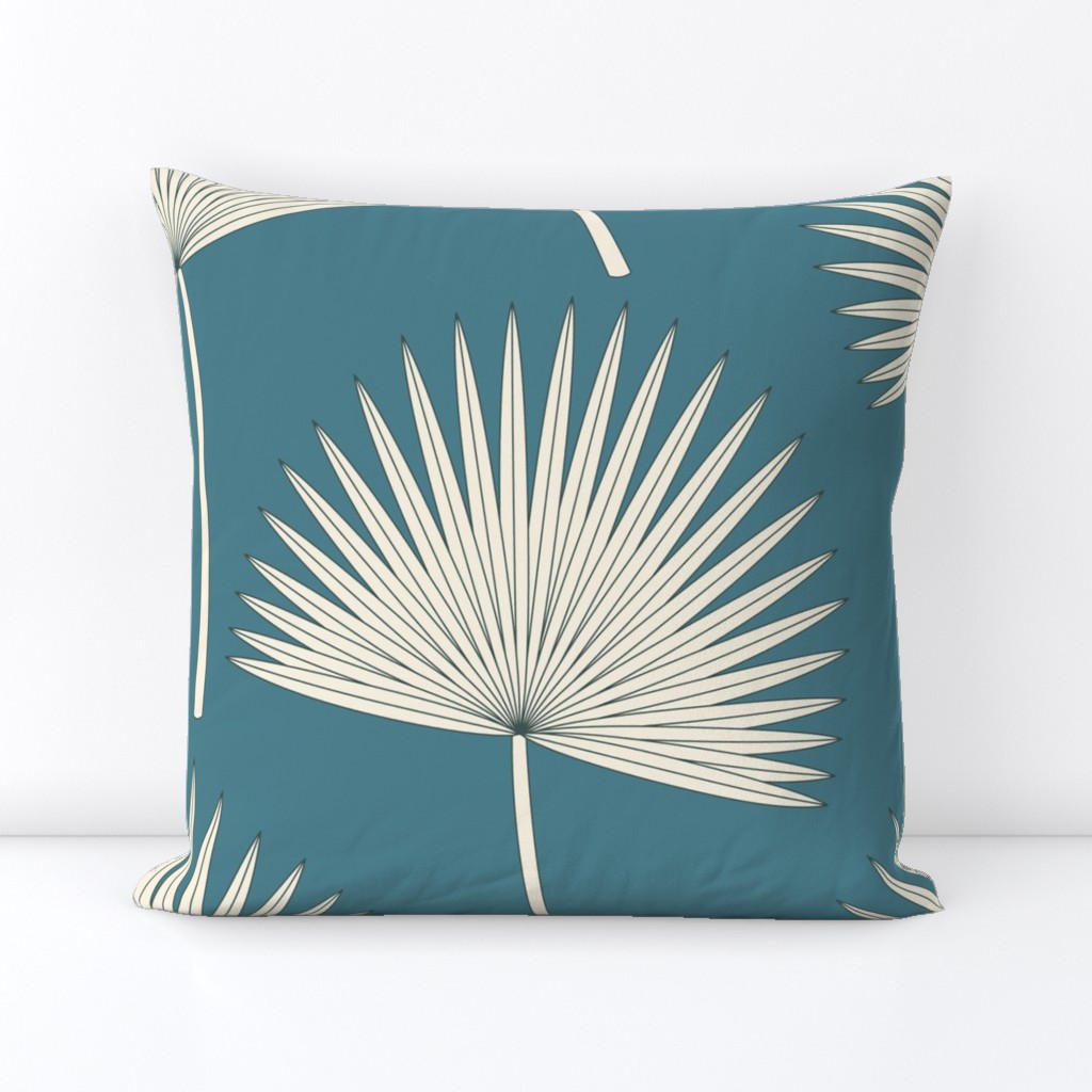 Boho sunshine palm leaves on emerald