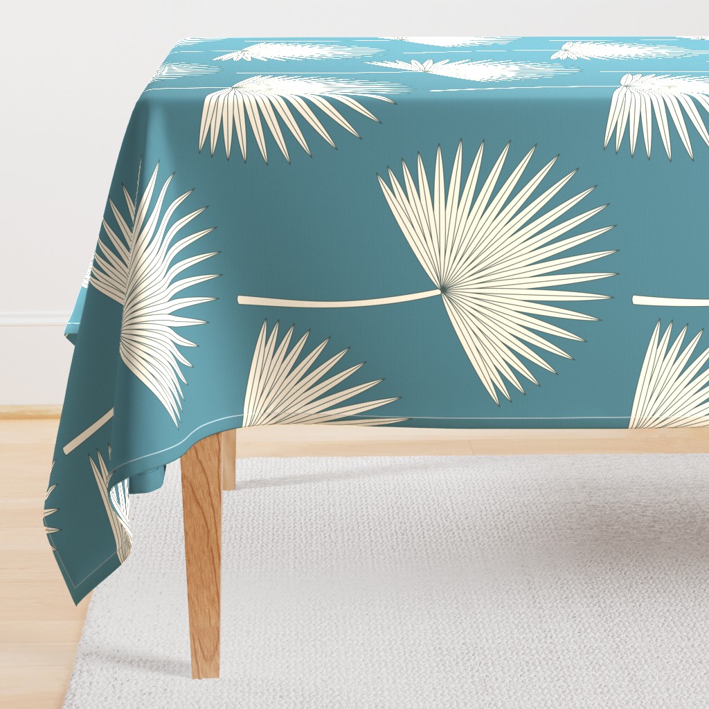 Boho sunshine palm leaves on emerald