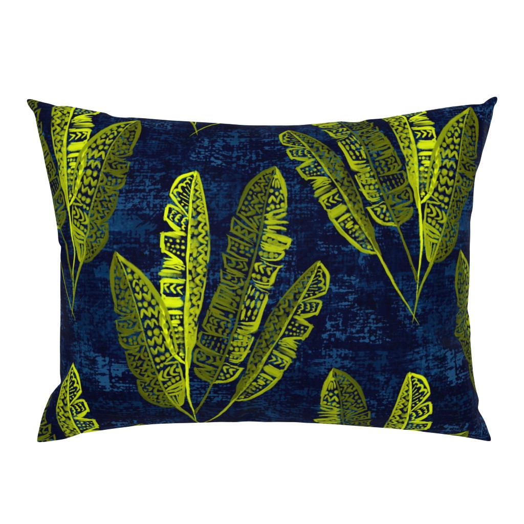 Boho Heliconia Leaves at midnight 