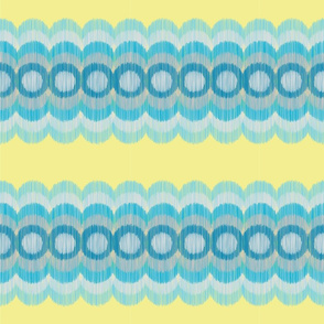 scallop circle line turquoise back yellow