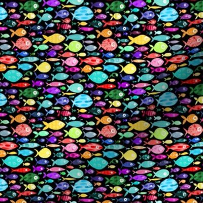 Rainbow fish - black background - smaller scale